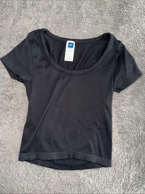 Old Navy Black Ribbed Scoop Neck Short Sleeve Top
